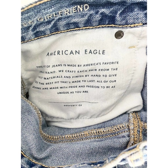 American Eagle Jeans Waist 32 Girlfriend High Hi Rise Button Fly Tapered - Picture 6 of 7